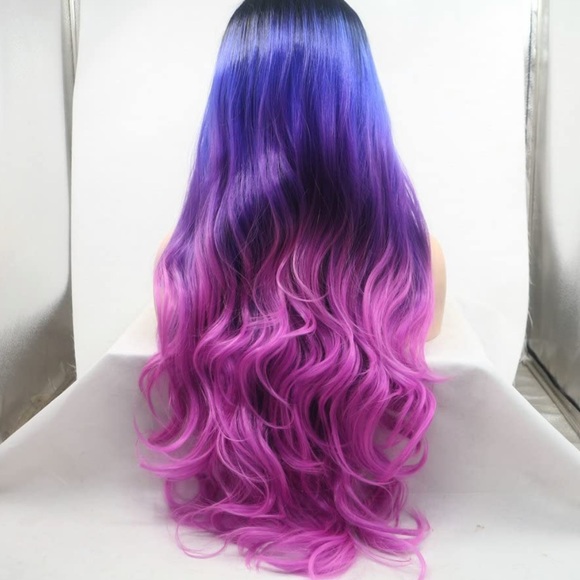 💫22” PURPLE OMBRÉ BODY WAVY  LACEFRONT WIG *NEW* - Picture 2 of 5